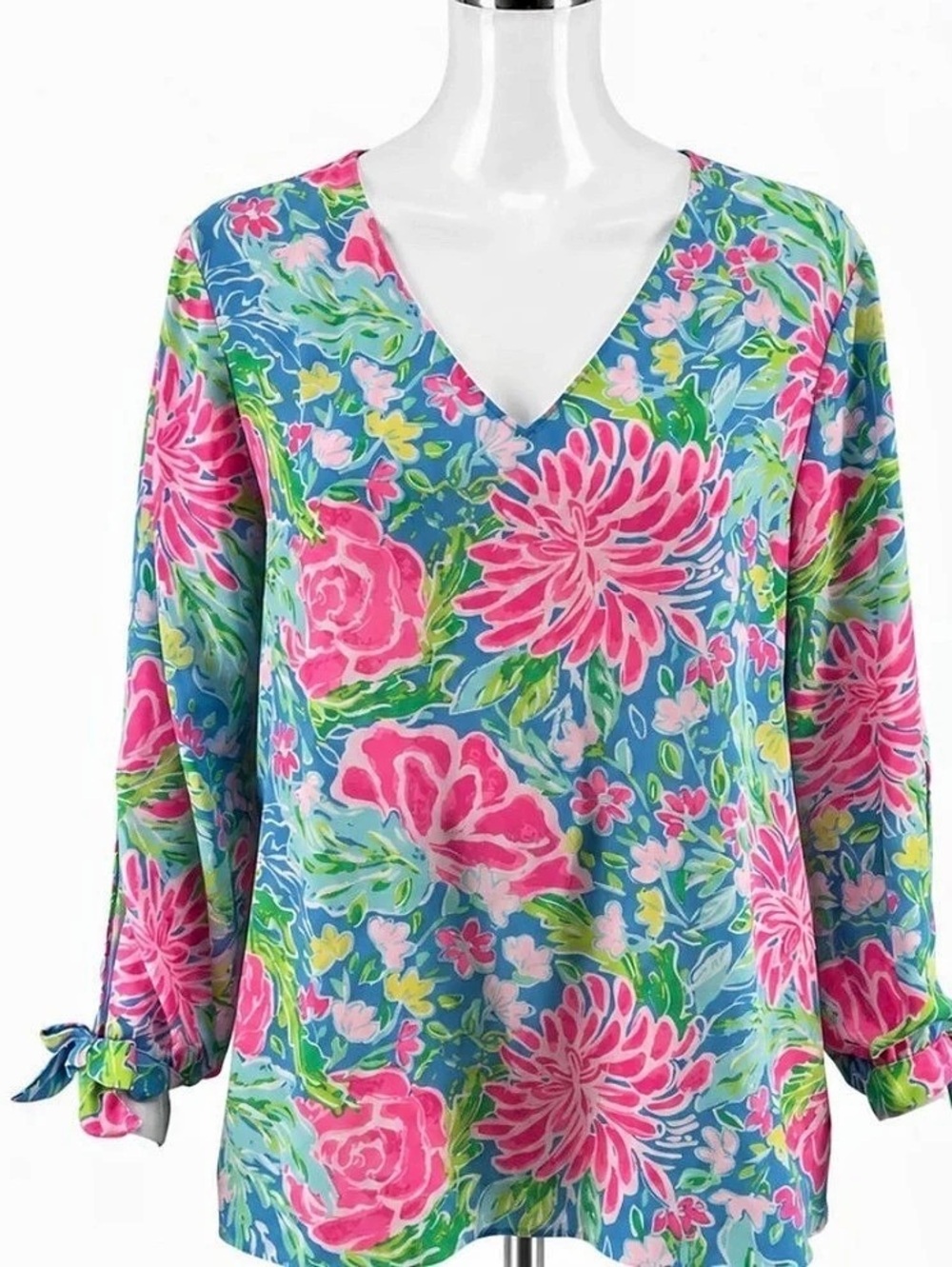 Lilly Pulitzer Elsa Top Multi Sink Or Swim Floral Blouse